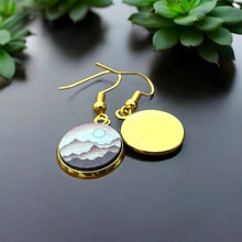 Load image into Gallery viewer, Wood Dangle Earrings Sunset Peaks