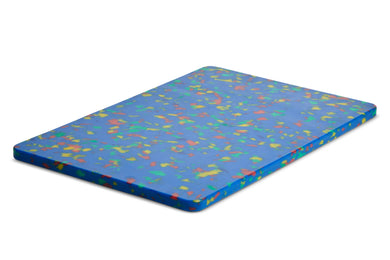 Recycled Plastic Cutting Board Small Confetti on Blue
