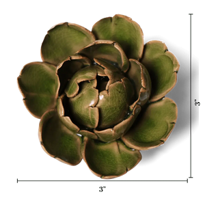 Ceramic Flower Wall Art Peony Green