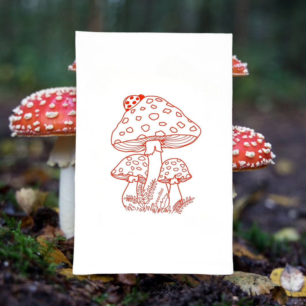 Red Mushroom Toadstool Fly Agaric Kitchen Towel