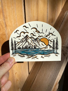 Sunrise Mountain Camping Nature Sticker