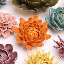 Load image into Gallery viewer, Ceramic Flower Wall Art Dahlia Orange