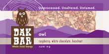 Load image into Gallery viewer, Owl Bar - White Chocolate, Hazelnut &amp; Raspberries Snack Bar