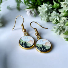 Load image into Gallery viewer, Wood Dangle Earrings Mountain Dawn