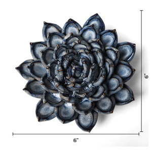 Ceramic Flower Wall Art Succulent Blue