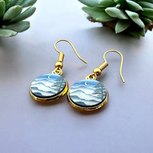 Load image into Gallery viewer, Wood Dangle Earrings Nightfall Pines