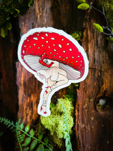 Load image into Gallery viewer, Miss Amanita Beautiful Mushroom Pinup Girl Sticker