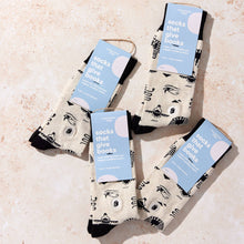 Load image into Gallery viewer, Socks that Give Books  (Ivory Hieroglyphics)