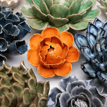 Load image into Gallery viewer, Ceramic Flower Wall Art Peony Orange