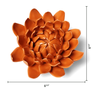Ceramic Flower Wall Art Dahlia Orange