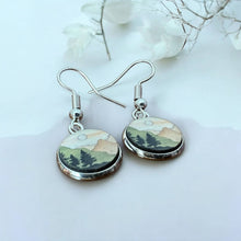 Load image into Gallery viewer, Wood Dangle Earrings Mountain Dawn