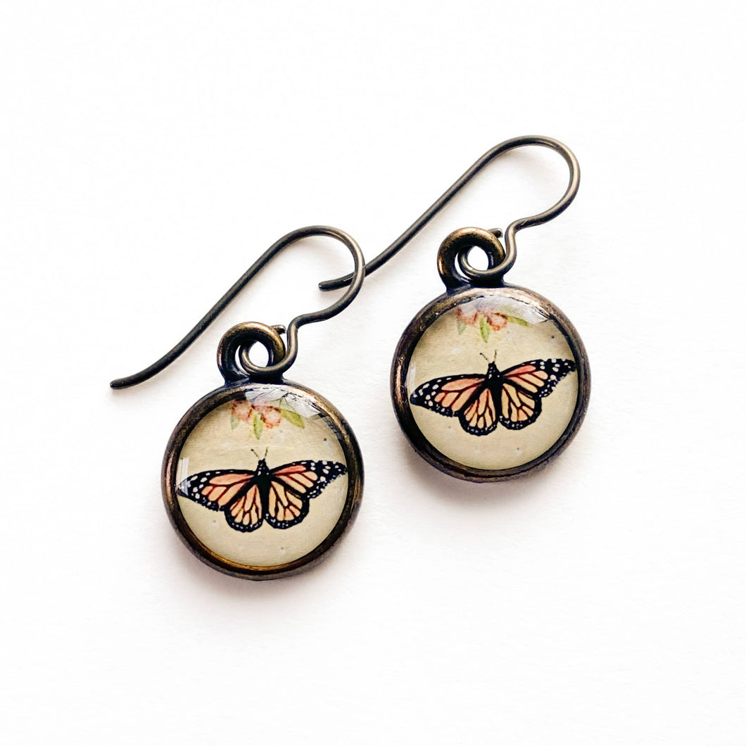 Monarch Butterfly Bronze Earring