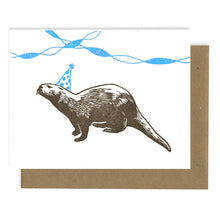 Load image into Gallery viewer, Otter Birthday LETTERPRESS CARD