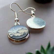 Load image into Gallery viewer, Wood Dangle Earrings Moonlit Peaks