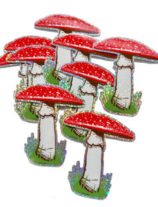 Red Mushroom Glitter Sticker