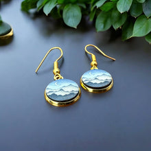 Load image into Gallery viewer, Wood Dangle Earrings Moonlit Peaks
