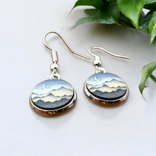 Load image into Gallery viewer, Wood Dangle Earrings Moonlit Peaks