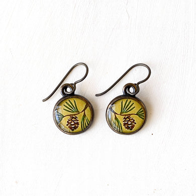 Pine Cone Bronze Earrings