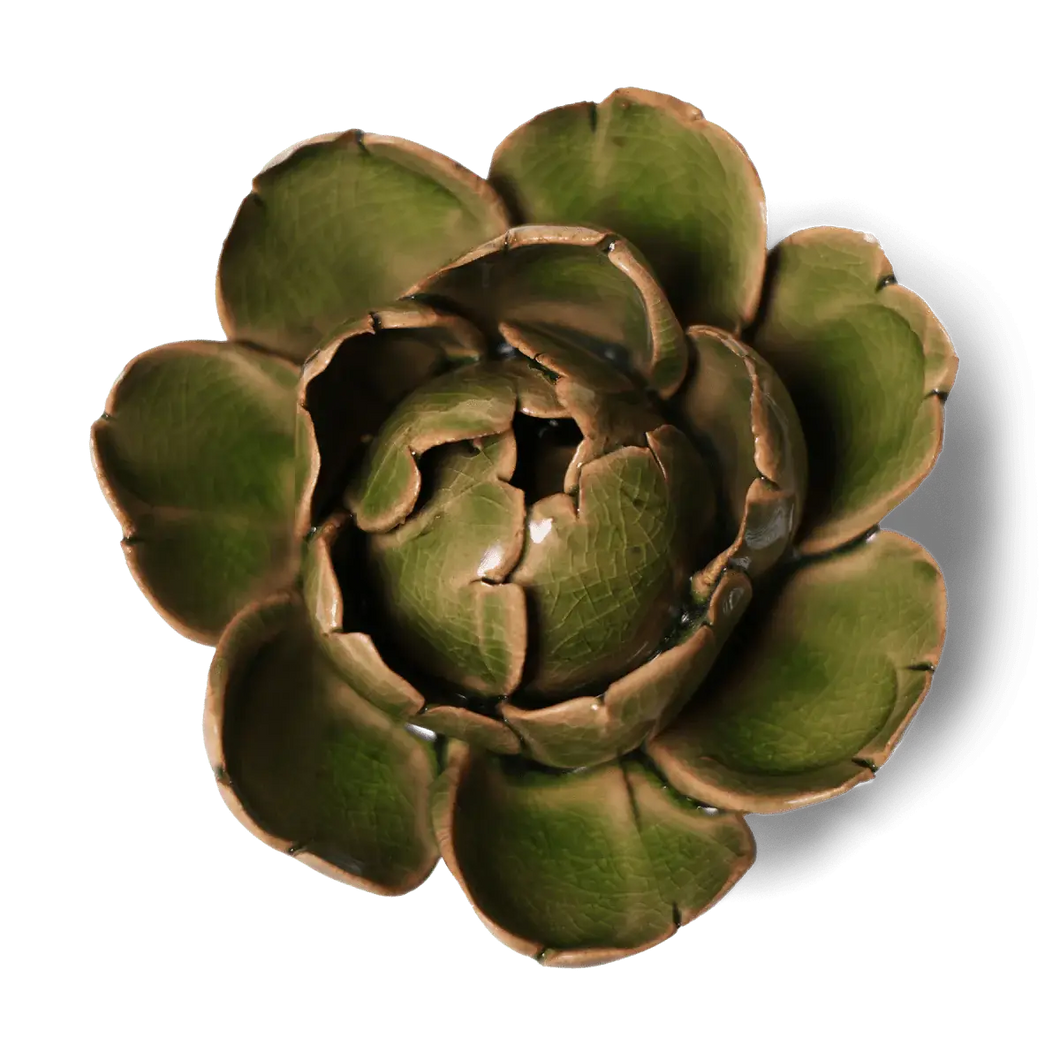 Ceramic Flower Wall Art Peony Green