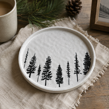 Load image into Gallery viewer, White Evergreen Tree Stoneware Plate
