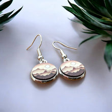 Load image into Gallery viewer, Wood Dangle Earrings Sunset Peaks