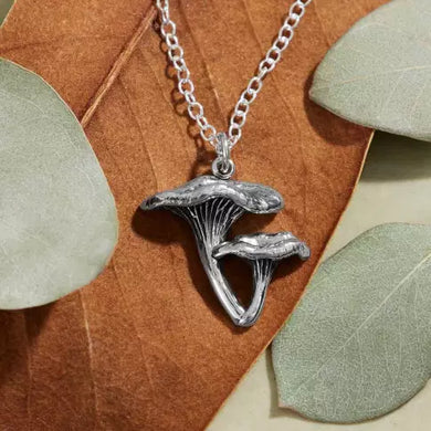 Sterling SIlver Chanterelle Mushroom Necklace