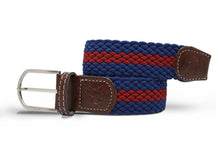 Load image into Gallery viewer, Woven Belt - Blue / Burgundy Stripe
