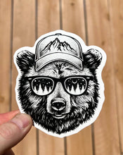 Load image into Gallery viewer, Cool Bear Sticker - animal decal dishwasher safe bears