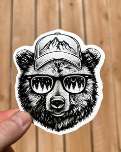 Cool Bear Sticker - animal decal dishwasher safe bears