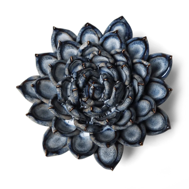 Ceramic Flower Wall Art Succulent Blue
