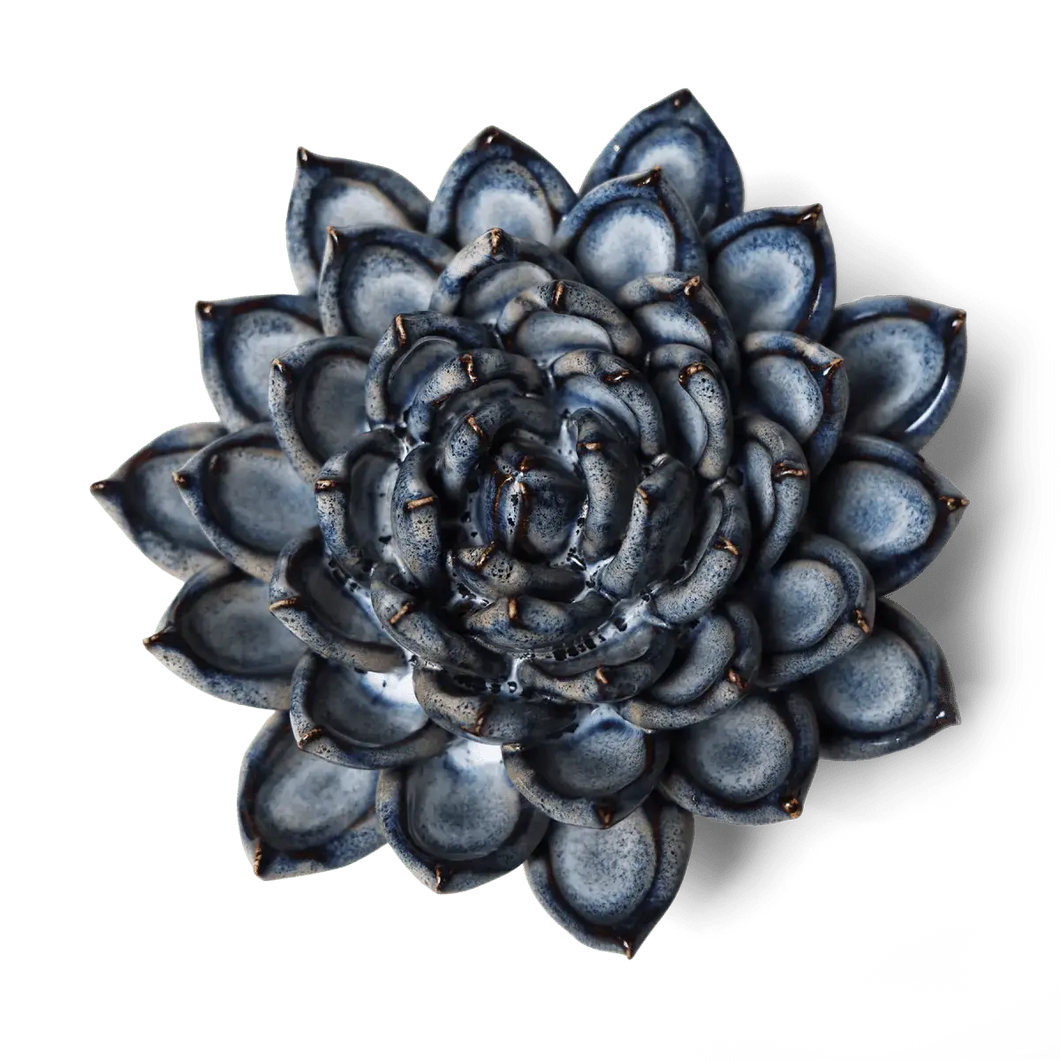 Ceramic Flower Wall Art Succulent Blue