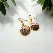 Load image into Gallery viewer, Wood Dangle Earrings Sunset Mountain