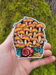 Land Snail and Chestnut Mushrooms Sticker