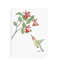 Load image into Gallery viewer, Lonicera Sempervirens and Hummingbird, Botanical