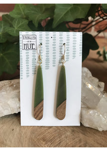 Wood & Resin Long Tear Drop Earrings