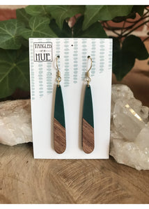 Wood & Resin Long Tear Drop Earrings