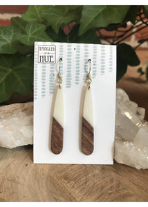 Wood & Resin Long Tear Drop Earrings