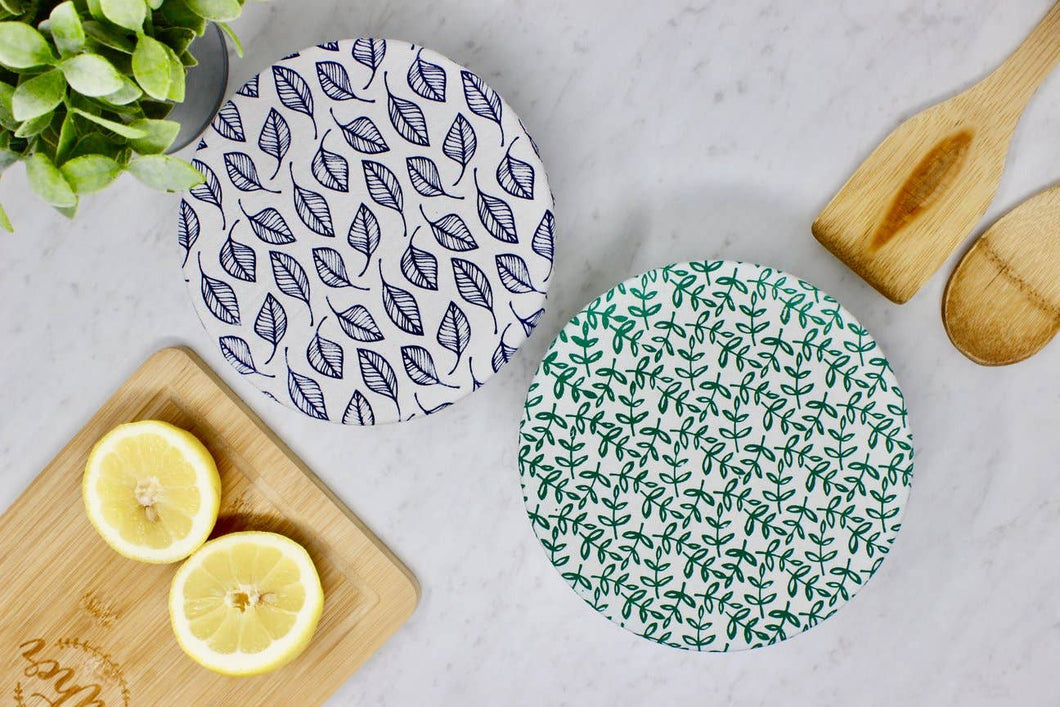 Reusable bowl cover Leafy  - Set of 2