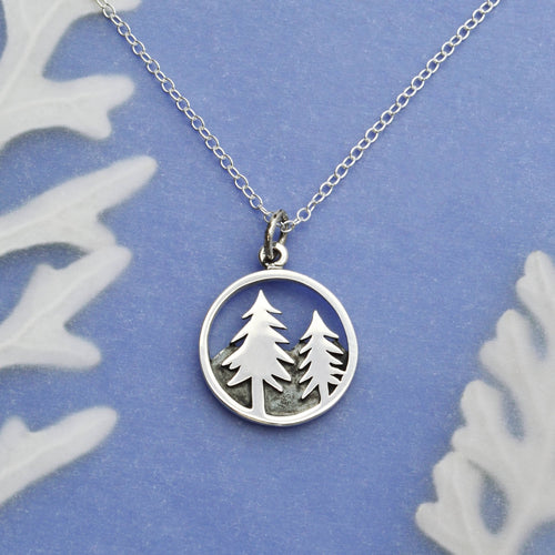 Sterling Silver 18 Inch Trees and Mountain Necklace