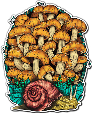 Land Snail and Chestnut Mushrooms Sticker