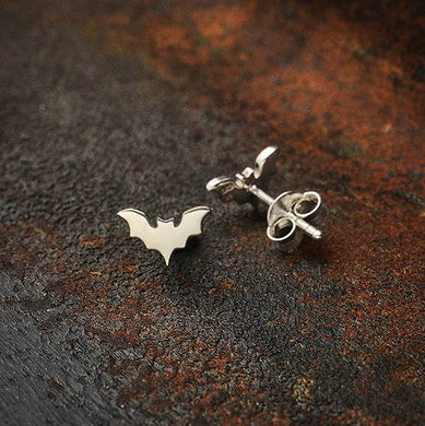 Sterling Silver Bat Post Earrings 5x8mm