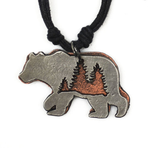 Pewter Necklace - Tree Cutout Inside Bear