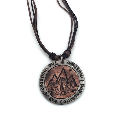 Pewter Necklace - The Mountains are Calling