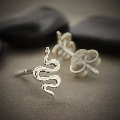 Snake Post Earrings 9x5mm Sterling Silver