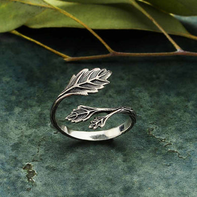 Sterling Silver Adjustable Leaf Ring